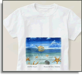 Starfish Beach - Bocas Del Toro, Panama - Island Art by Yotigo Tshirt